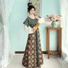  Original Tang Hanfu Women Tang Trousers Round Neck Shirt Waist-length Eight-thorn Skirt Daily  