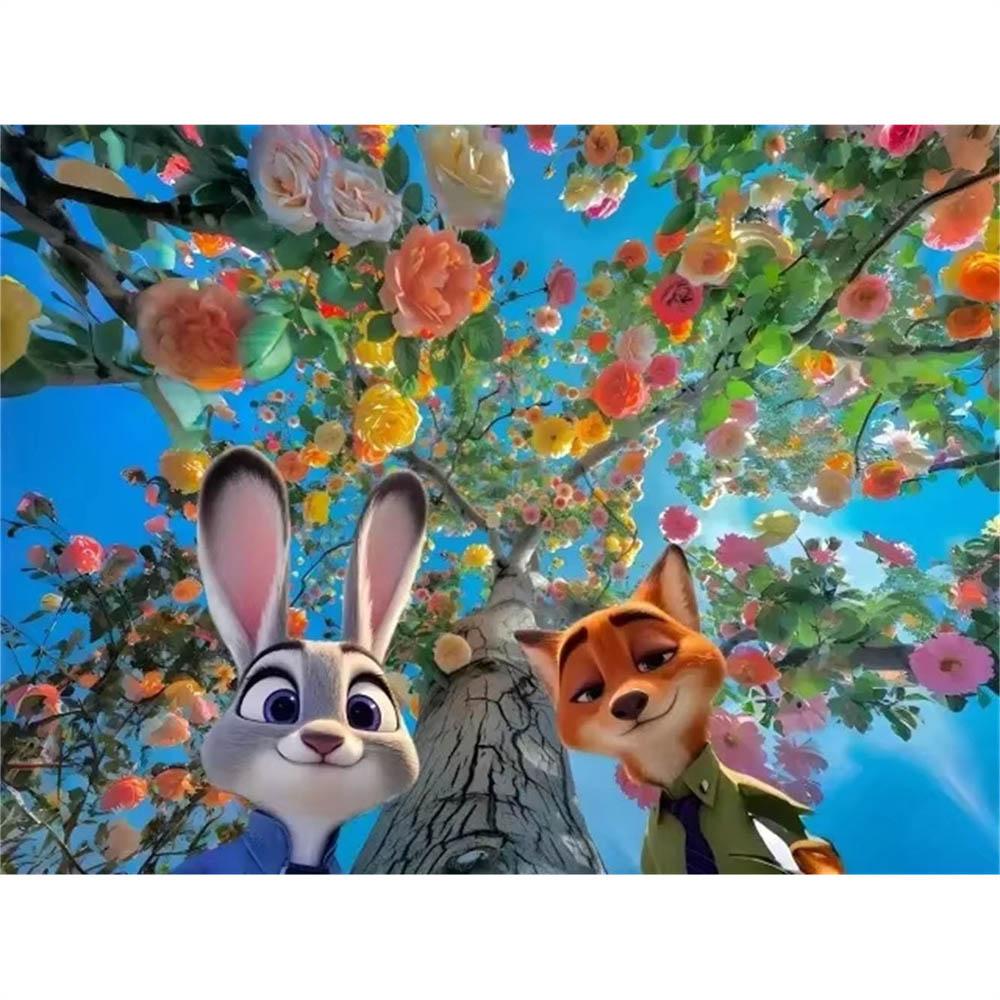 Disney Zootopia Judy Nick 5D Diamantové malování Plné diamantů DIY Ručně vyráběné diamantové malování Kreslený dekorativní malířský set