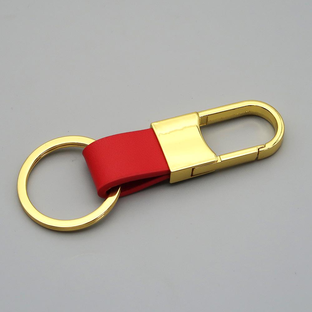 Metal and Genuine Leather Car Keychain with Customizable Laser-Engraved Logo