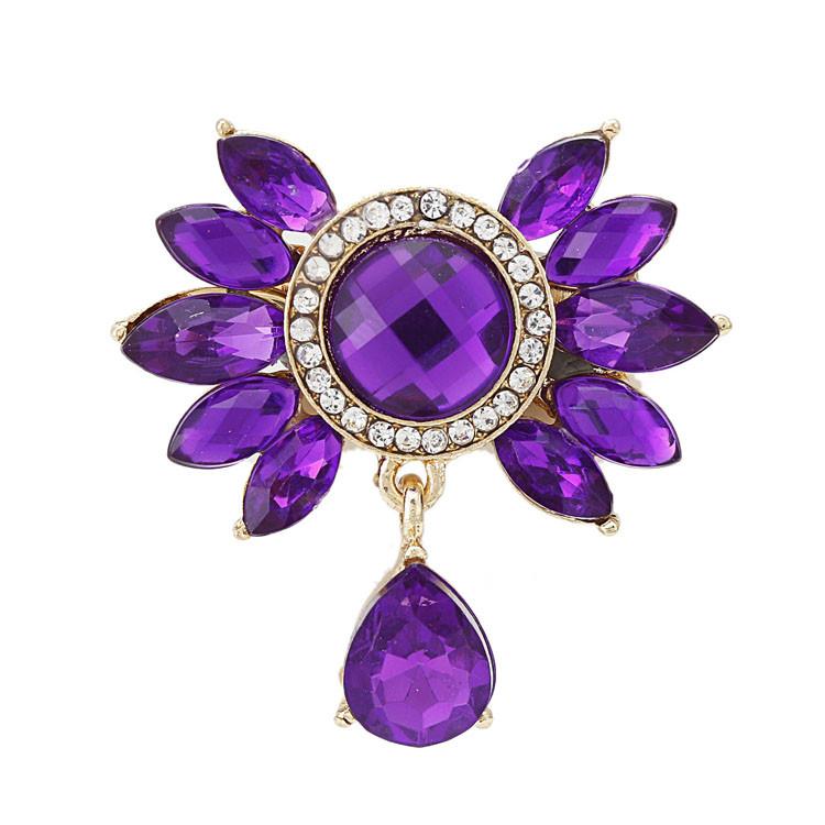 

DIEZI New Bride Bouquet Summer Purple Brooch Jewelry Korean Flower Crystal Rhinestone Brooch Pins Brooches For Wedding Women