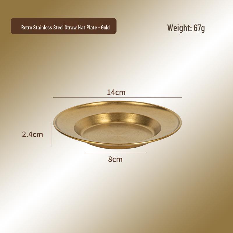 Retro Gold Stainless Steel Western Style Multi-Purpose Plate: Perfect for Pasta, Lobster, Dessert, Snacks, and Dim Sum