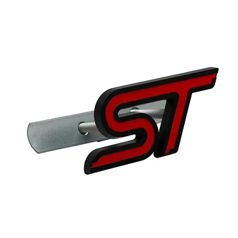 yvmsj9 3D Metal ST Letters Badge Car Front Grille Emblem Decals for Ford Mondeo Kuga Ranger Mustang F150 Aspire Everest Fiesta Focus