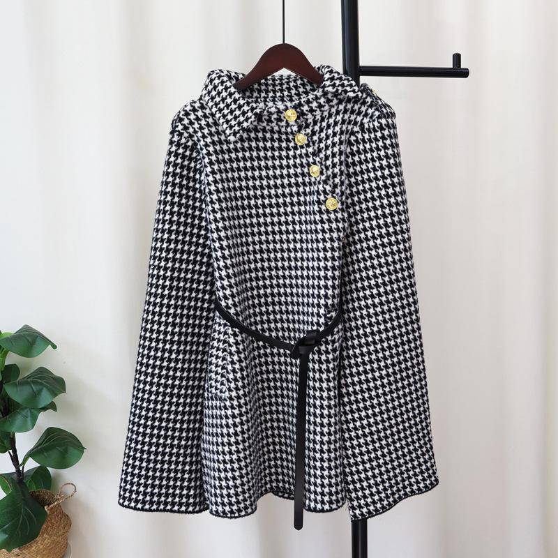 

Осень и зима новый дизайн пояс Qiandongge темперамент вязаное двустороннее шерстяное пончо-пальто свитер шаль женская One Size