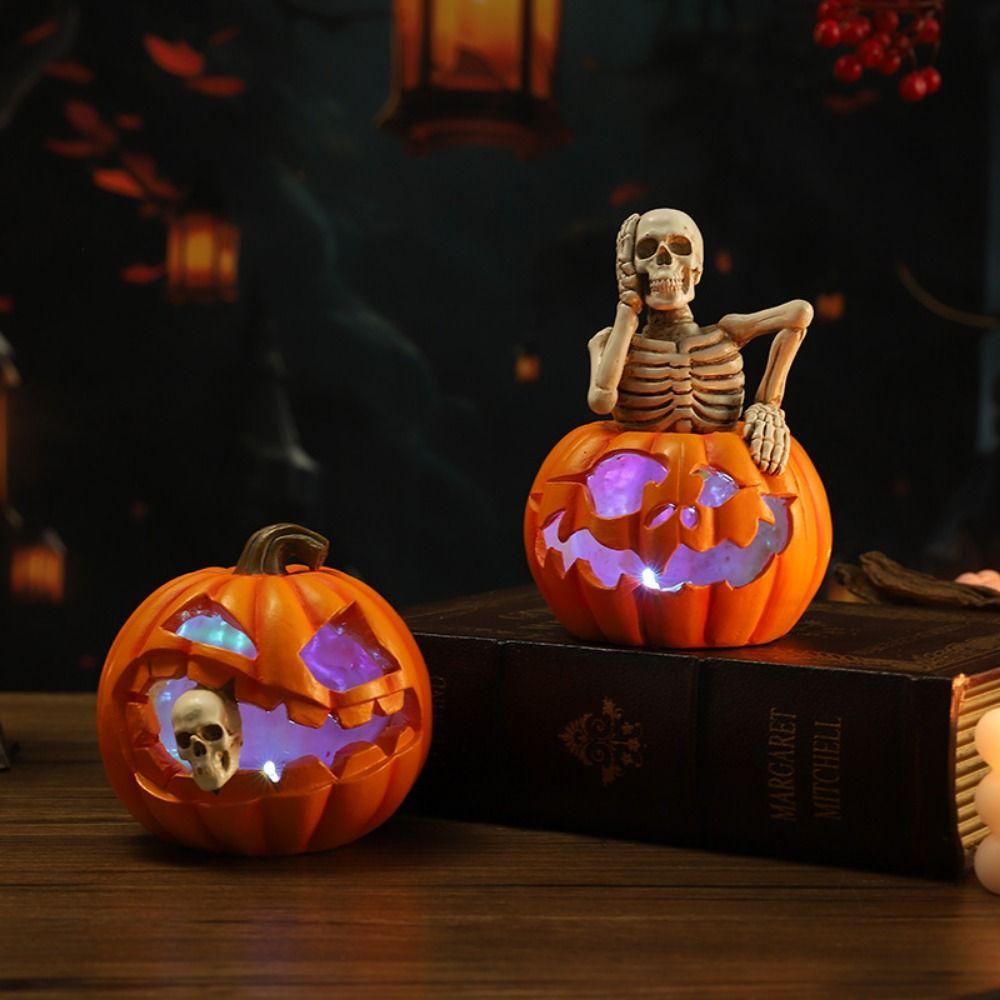 Glowing Design Ghost Festival Decoration Creative LED Pumpkin Skull Light Haunted House