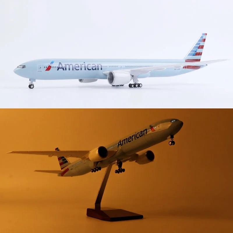 1:157 Scale 47cm B777 Air American Airlines Aircraft Model With Light and Wheel Resin Airplane Collection Display Ornament