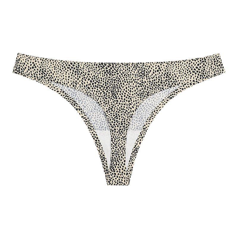 

0046 Floral Discount European and American Leopard Print Seamless Thong Women s Low Waist Sexy Sports Ice Silk Panties Freely Cuttable Spot(The Size Is Too Large) S