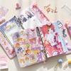 Cute Pink Sakura Anime Loose-Leaf Diary Notebook Colorful Pages Spiral 6 Holes Binder Notebook Journals Planner Stationery Set Quality