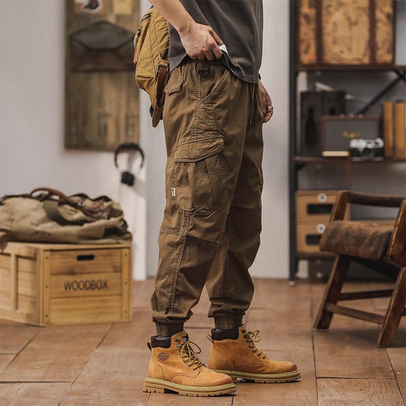 Meifeng men's functional overalls design sense multi-bag commuter trousers solid color washed wear-resistant casual leggings men