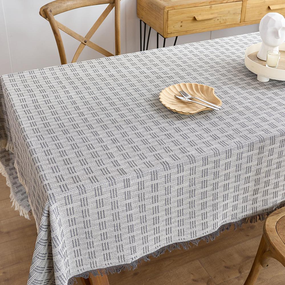 Cotton Linen beige Tablecloth Square Table decor Burlap Table  Covers with Tassel for Kitchen Dinning Picnic Wedding Party