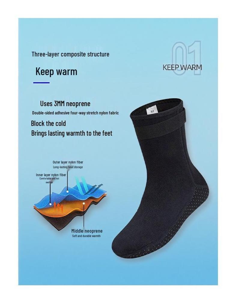 3mm Non-slip Diving & Snorkeling Socks, Warm and Wear-resistant, Long/Short Tube, Ideal for Beach and Water Sports.