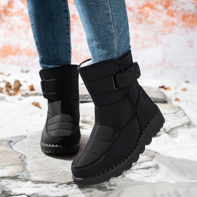 2025 Mid-Calf Thermal Snow Boots for Women with Velcro Closure Outdoor Slip-Resistant Waterproof Women's Boots Thickened Sole Size 43