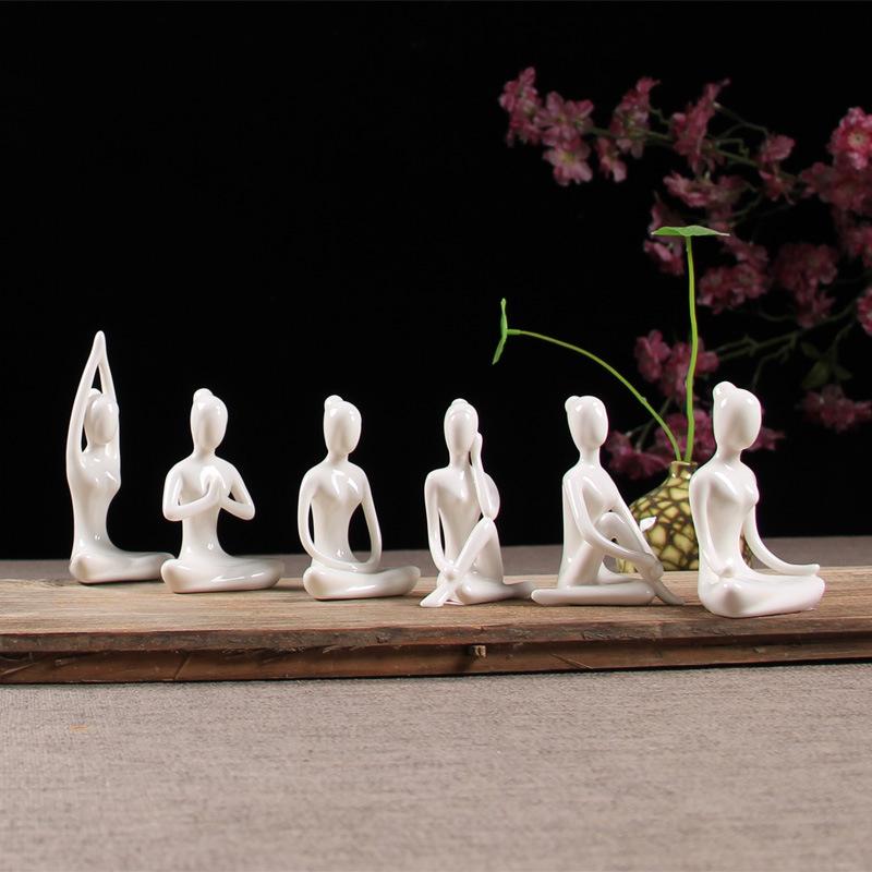 Yuxuan Modern Creative Yoga Girl Ceramic Ornament – Minimalist Home Décor Statue