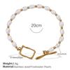 Stainless Steel Freshwater Pearl OT Buckle Necklace Bracelet Set Simple Gold Plated Necklace Bracelet