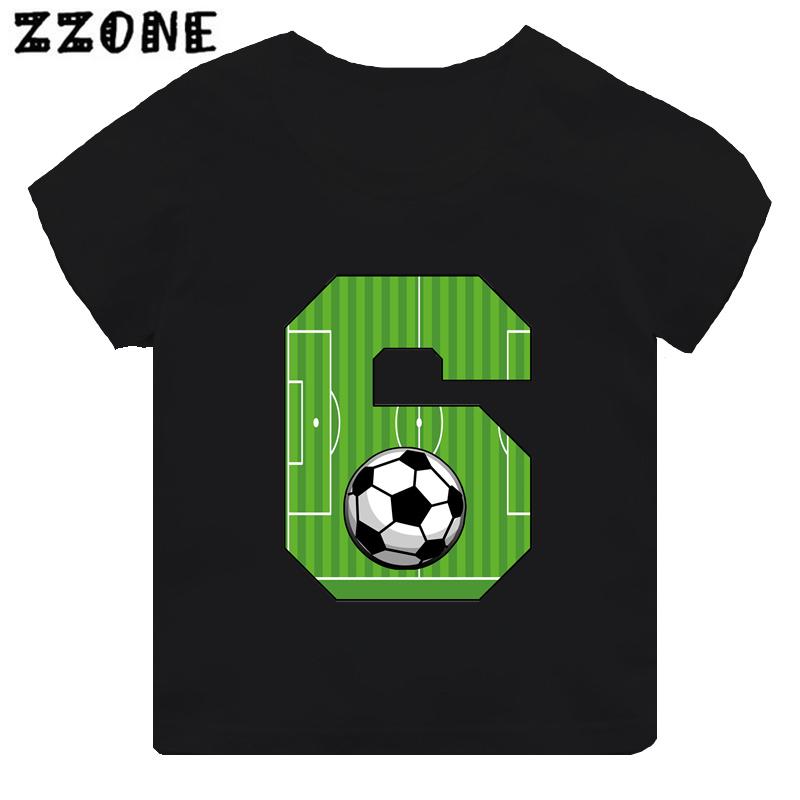 Cartoon Football Number Bow Print Funny Boys Clothes Years Birthday Soccer Kids T Shirt Baby Girls T-Shirts