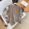 Round Neck Irregular Zipper Slit Top for Women with Summer Temperament