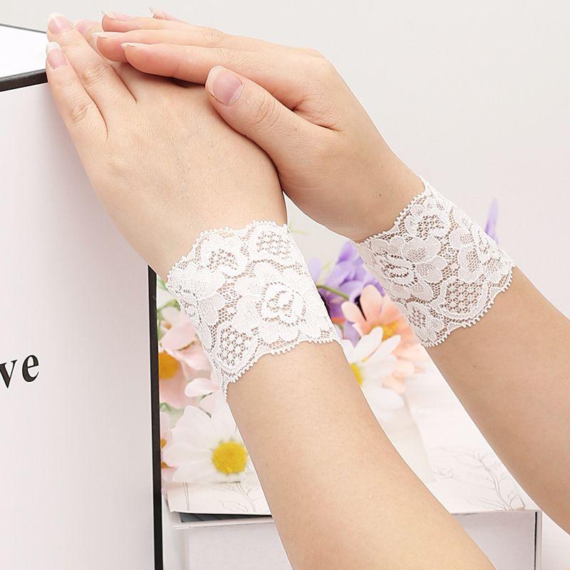 

Тонкий короткий тату-рукав с кружевом для прикрытия шрама, женский солнцезащитный рукав, дышащий протектор для верхней части руки, летняя повязка на запястье White 5.5cm All yards