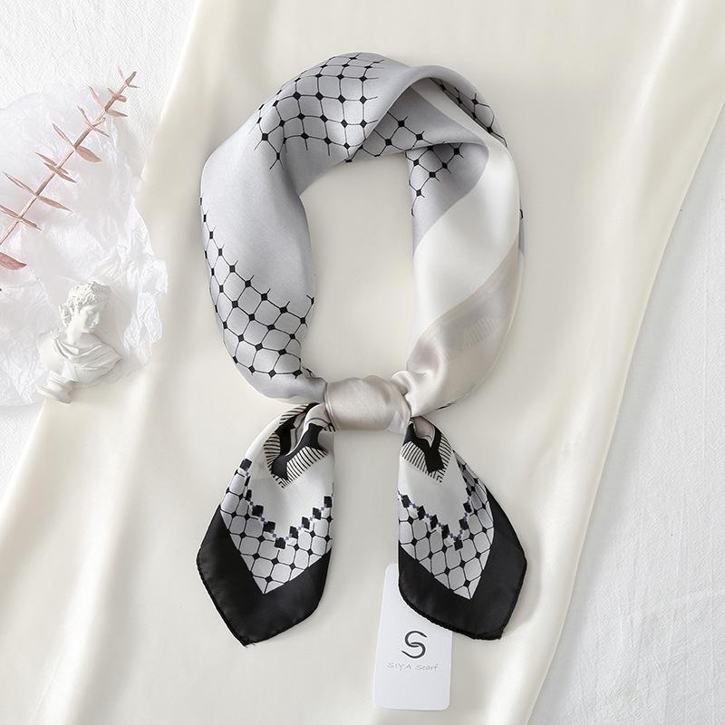 

Многофункциональная повязка на голову, Сумка-бант, Простой темперамент, Маленький квадратный платок, Легкий и тонкий летний платок из искусственного шелка 70*70cm