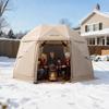 Tenda Gazebo Pop-up com Tela, 3,6x3,6 m, Tenda de Dossel de Acampamento Esférica de 13 Lados com Teto Removível e Bolsa de Transporte, Montagem Rápida e à Prova de Mosquitos, Casa de Tela Sol