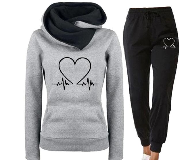 2025 Unisex Printed Sweatshirt & Hoodie Set for Autumn/Winter Casual Jogging