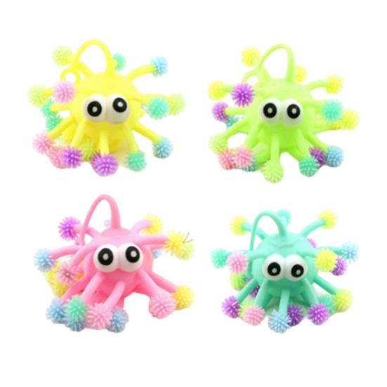 Cartoon Sausage Mouth Stress Ball Anxiety Relief Snowflake Long Hairs Big Eyes Ball Fidget Toy Hand Exercise Relaxation Ball with Hanging Ring