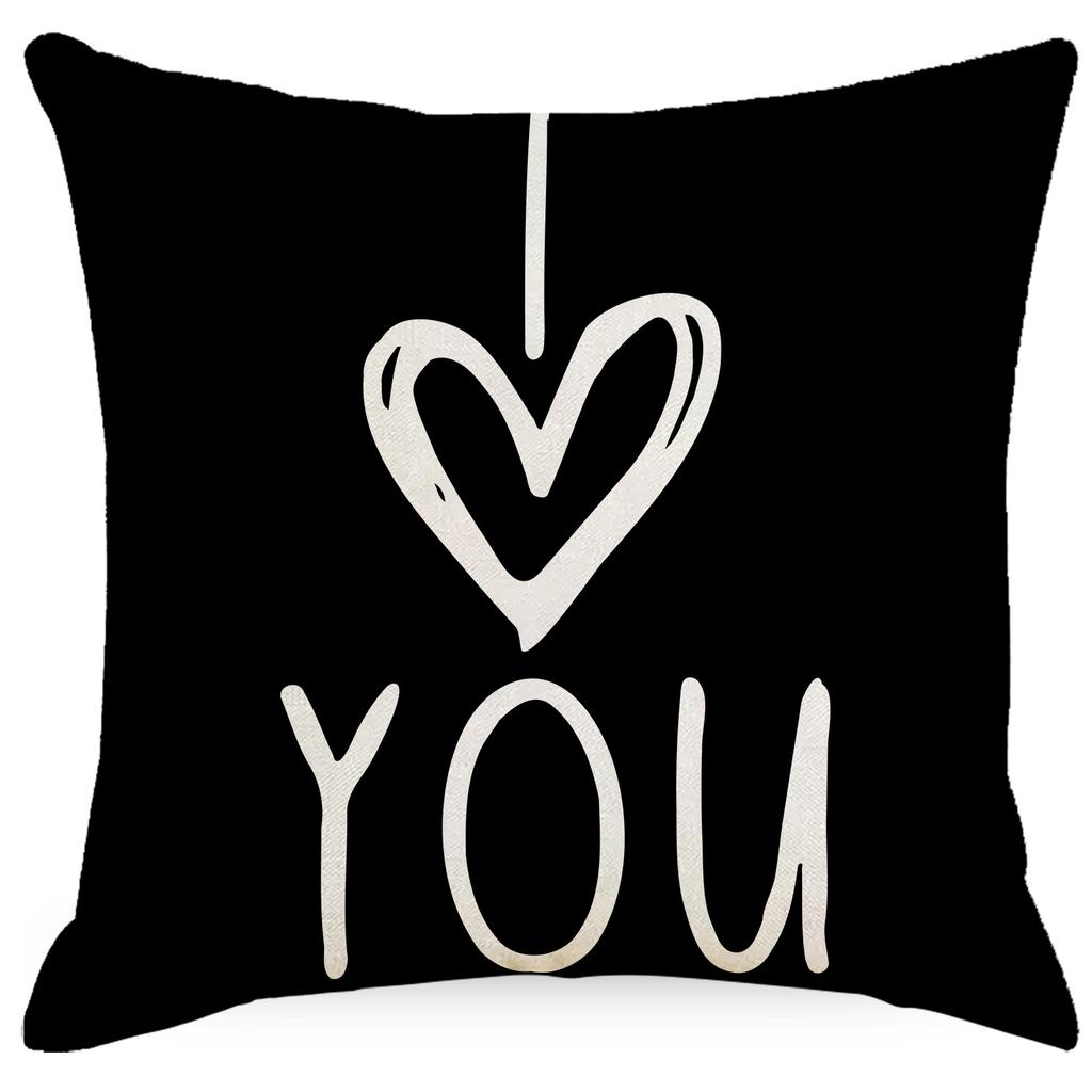 Valentine'S Day Pillow Case Line Printed Letter Striped Love Pillow Festive Decorative Cushion Cover Premium Durable