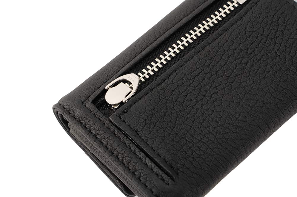 CYPRIS Finnish Elk Compact Wallet with Coin Day Birthday Boyfriend Black x 6873 All-in-One Purse, Leather, Men's Gift, Father's Gift, Gift, Gift,