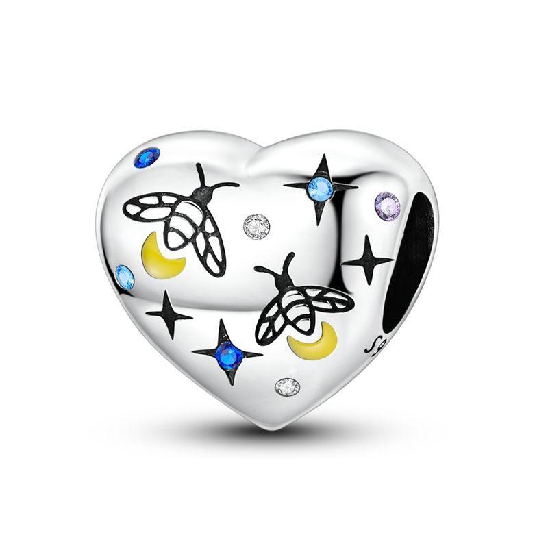 Heart-shaped Pendant Charms 925 Silver Charms Fit Bracelets Necklaces Womens Man DIY Beads Jewelry Making Gift