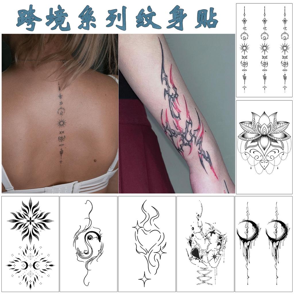 Personalità Dominante Amore Fiore Loto Spine Linea Totem Spina Mano Tatuaggio Adesivo