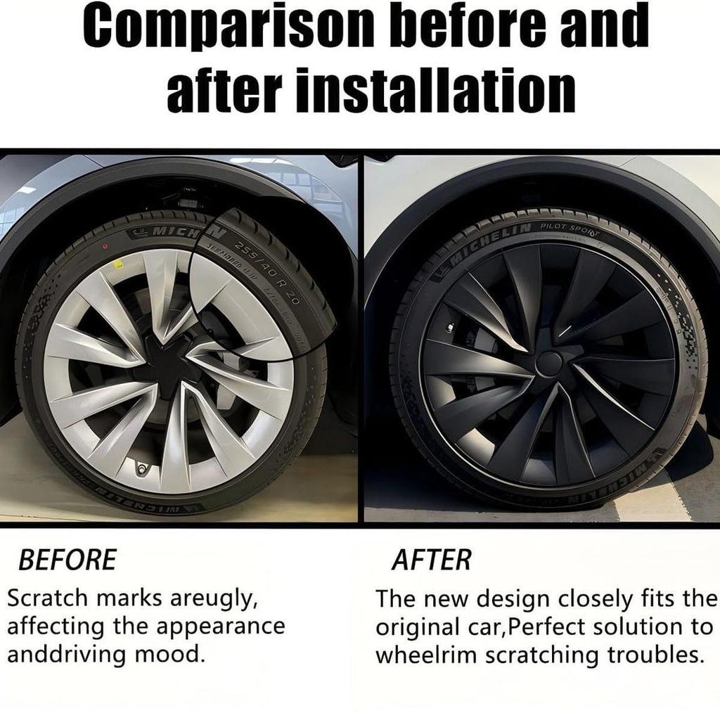 Black 20" Wheel Cover for 2025-2026 Tesla Model Y Refresh