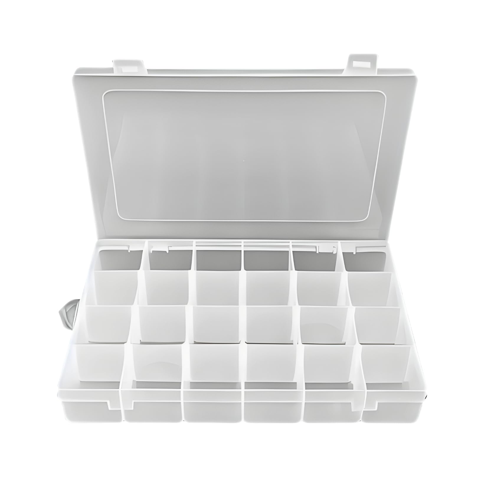 Charmoon Parts Box with 24 Removable for Storing Small and Tools Compartments, Transparent, Dividers, Items, Parts,