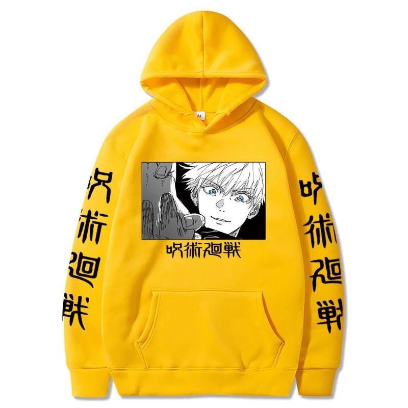 Japanese Anime Jujutsu Kaisen Gojo Satoru Printed Men Hood Men Hoodies Fashion Letter Printed Graphic Sweatshirts Loose Casual