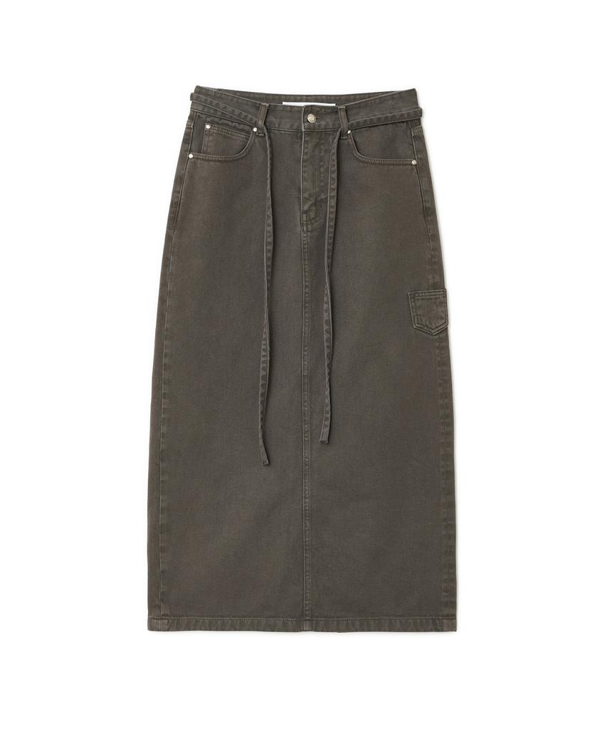 SUNBURNPROJECT String Color Denim Maxi Skirt, Brown