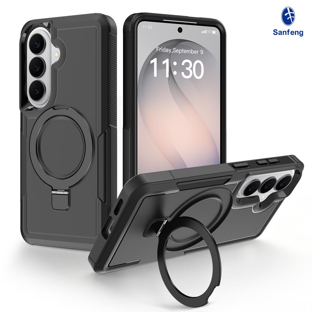 Samsung's New Model Is Suitable for S26 Rotating Bracket, Mobile Phone Case, Magnetic Suction S25 Ultra Anti-drop Three-in-one Protective Case.