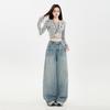 Amerikanische Retro-Stickerei Damen Wide-Leg Jeans - Herbst 2025 Kollektion