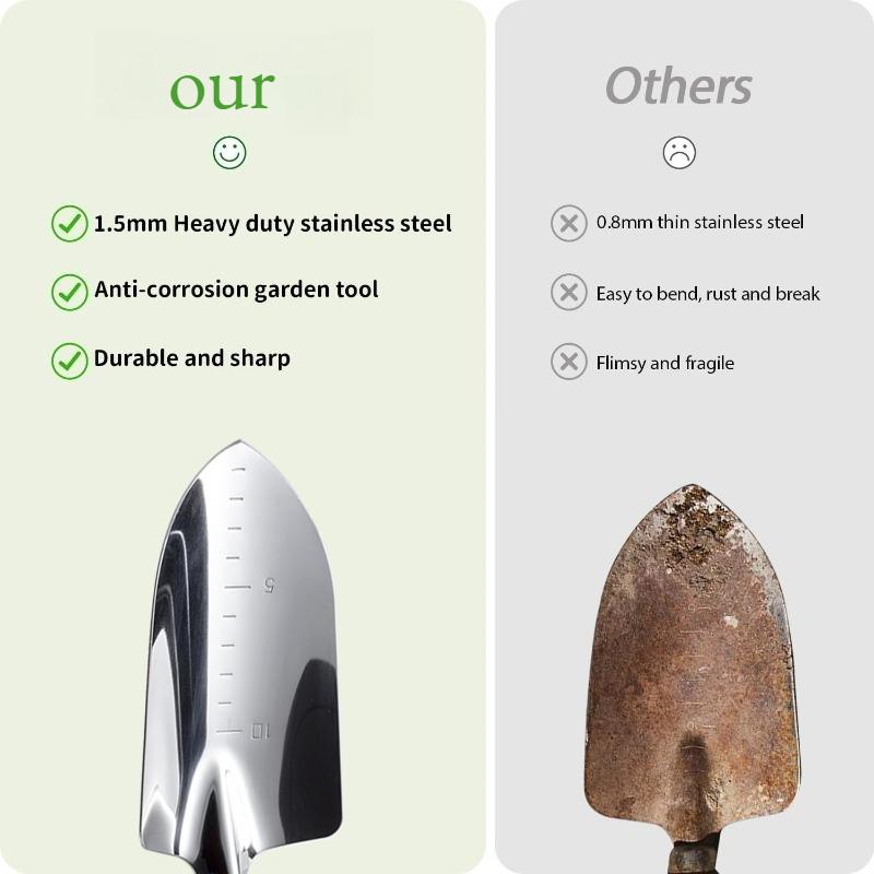 1pc Stainless Steel Gardening Tool Set with Wood Handle, Trowel Transplanter Cultivator for Potting Planting Indoor Outdoor