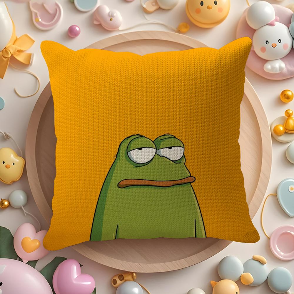 Funny Cute Frog Print Pillow Cover, Machine Washable, Bedroom Pillowcase