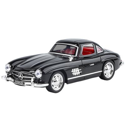 1/32 Metal Die Casting Mercedes-Benz 300SL Simulated Sound and Light Children's Toy Car Ornaments with Base Boy Gift