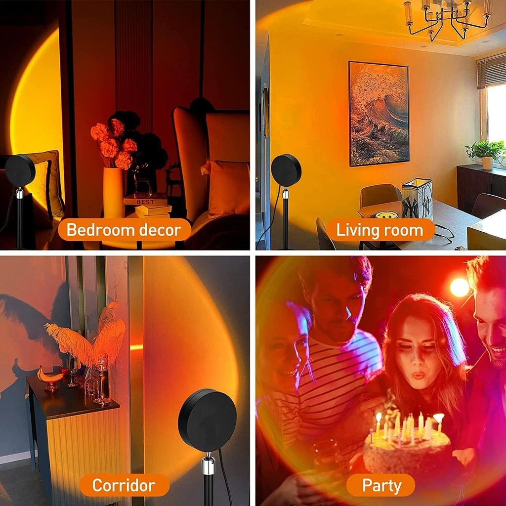 Sunset Lamp Projection, Sunset Night Light Rainbow Projector 180° 16 Color Changing 4 Modes, Vlog, Photography, Decorative, Party Decor, Gift for Wome