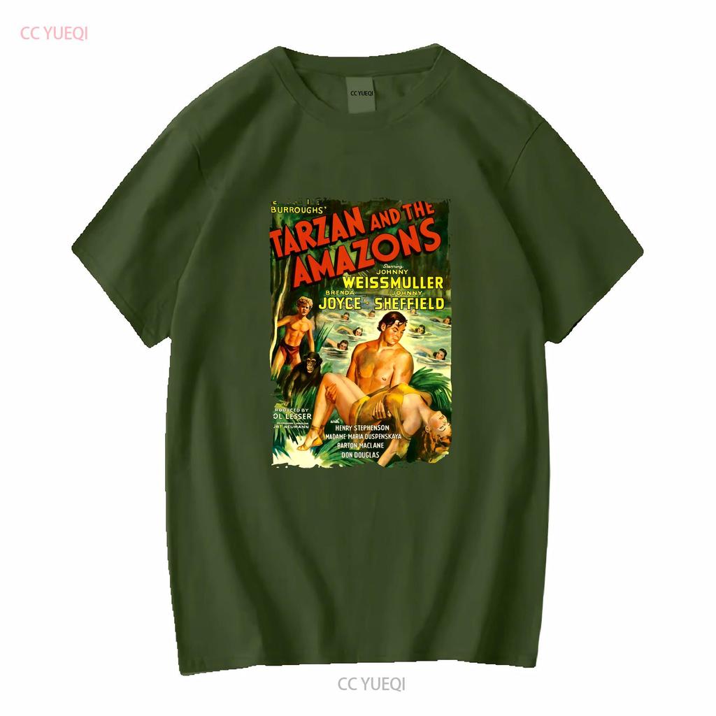 Tarzan And The Amazons 40s Action Adventure Movie T Shirt Long or Short Sleeves Vintage Washed Designer Clothes Fashion