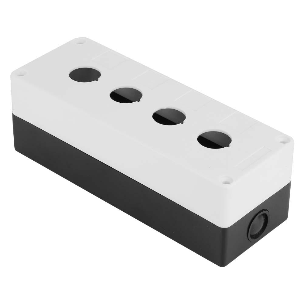 BX4 22mm Vier Löcher Drucktaster Schalter Steuerung Schutzbox Gehäuse Wasserdicht (Weiß)