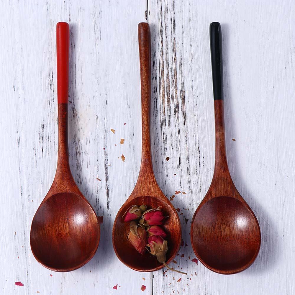 Style Round Spoon Head Teaspoon Kitchen Ice Cream Coffee Tableware Wooden Spoon Soup Spoon Utensils
