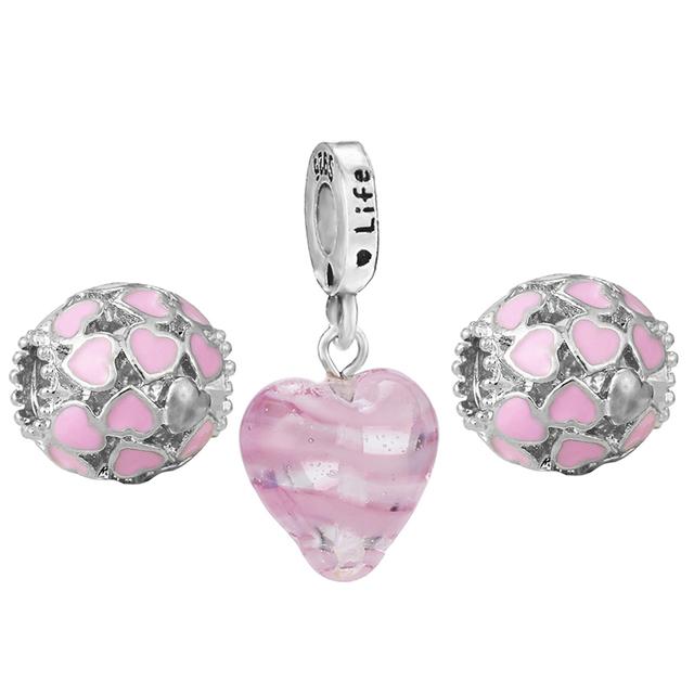 

3 шт./лот розовые бусины в виде сердца любви, эмаль, подвеска для мамы, подходят для брендовых браслетов-подвесок «сделай сам», ожерелья для женщин, изготовление ювелирных изделий для мам
