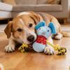 Stuffed Elephant Dog Toy with Rope Arm Squeaky Plush Animal Dog Chew Toy Interactive Tug-of-War Toy for Dogs Teeth Cleaning Puppy Teething