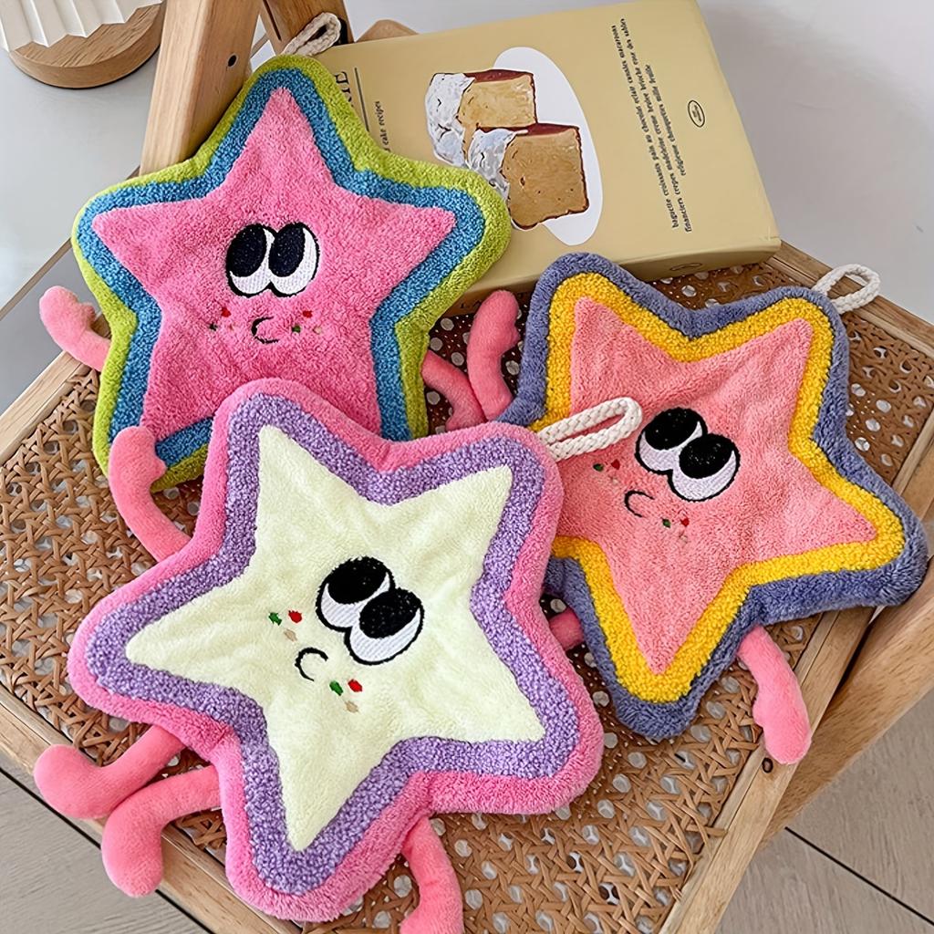 1PC Cute Star Towel, Hanging Kitchen and Bathroom Towels, Hand Washing Small Square Towels, Kitchen Wipes