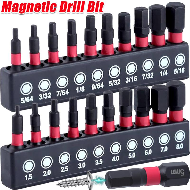 Impact Allen Wrench Drill Bit Set S2 Steel Metric Magnetic Screwdriver Insert Bits with Holder Hex Head Driver Brill Bits Tools