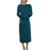 Woman Spring Fall Cocktal Dresses High Waisted Long Sleeves Leopard Printed Round-Neck Vintage Casual Ladies Maxi Dress
