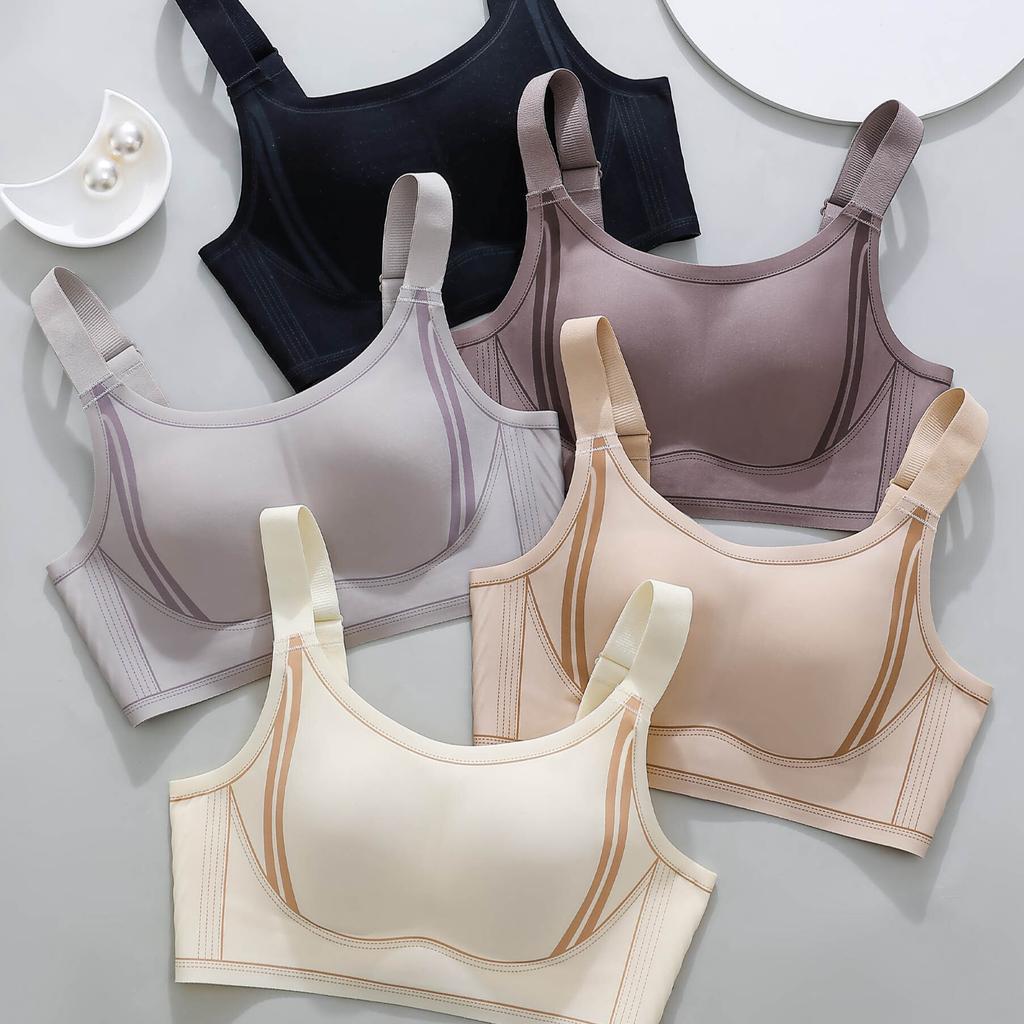Large-sized Underwear with Anti-sagging Rabbit Ears Thin and Seamless Bra Soft Support and Adjustable Women's Sports Bra Push Up Bra