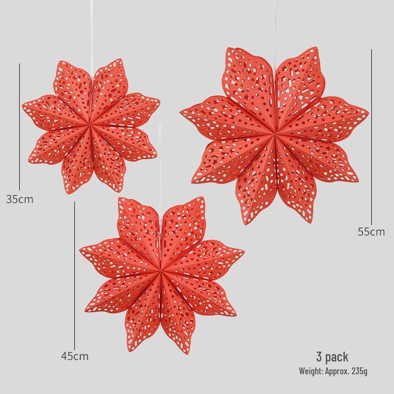 NUCHI Christmas Origami Snowflake Pendant for Festive Home and Window Decoration красный
