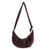 2025 Korean Suede Crescent Dumpling Shoulder Bag – Versatile, Solid Color Casual Crossbody