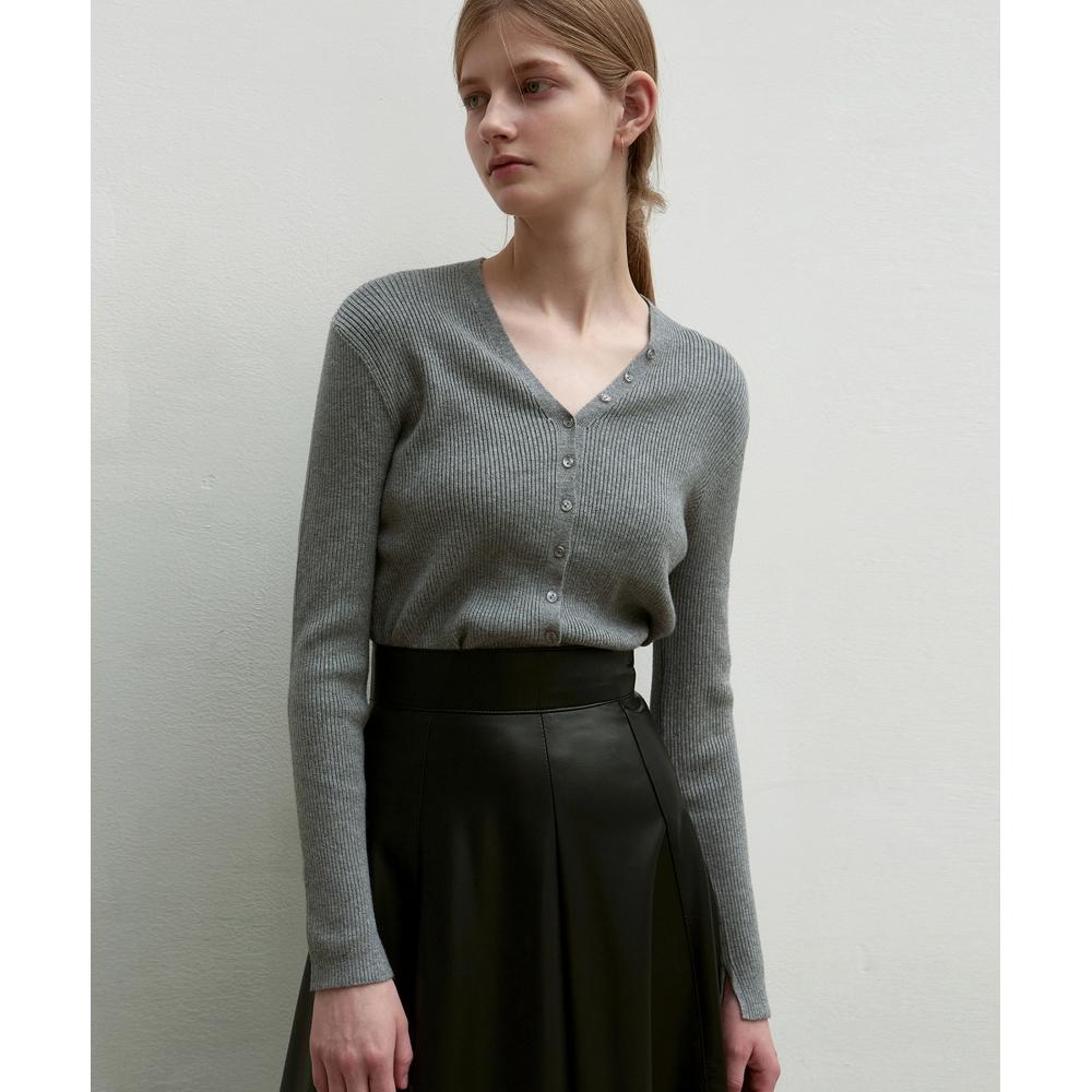 

NICKNICOLE узкий вязаный кардиган на пуговицахсерого цвета